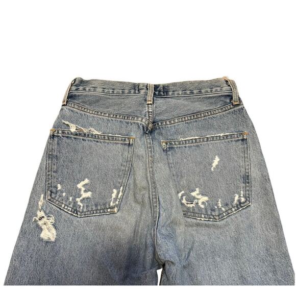AGOLDE 90’s High Rise Distressed Straight Leg Jeans Light Wash Rigid Denim Sz 23 - Picture 10 of 10